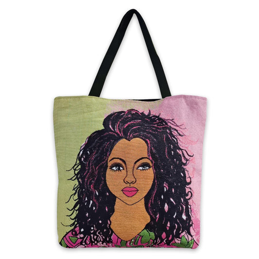 Shades of Color Woven Tote Bag for African American Women, for Work Gym Travel Shopping Casual