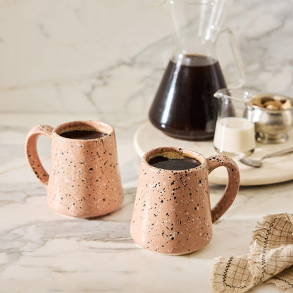 SWEET JULY Edgewater Collection Coffee Mugs Set of Two - Durable, Hand-Thrown Ceramic Mugs for Coffee & Tea, 16 oz Capacity - Available in White, Black, Gray, and Ch (Chai Speckled)