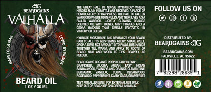 Beard Gains Valhalla Luxury Scented Beard Oil for Men - Groom, Control, and Promote Facial Hair Growth - Made In USA - 1 Ounce