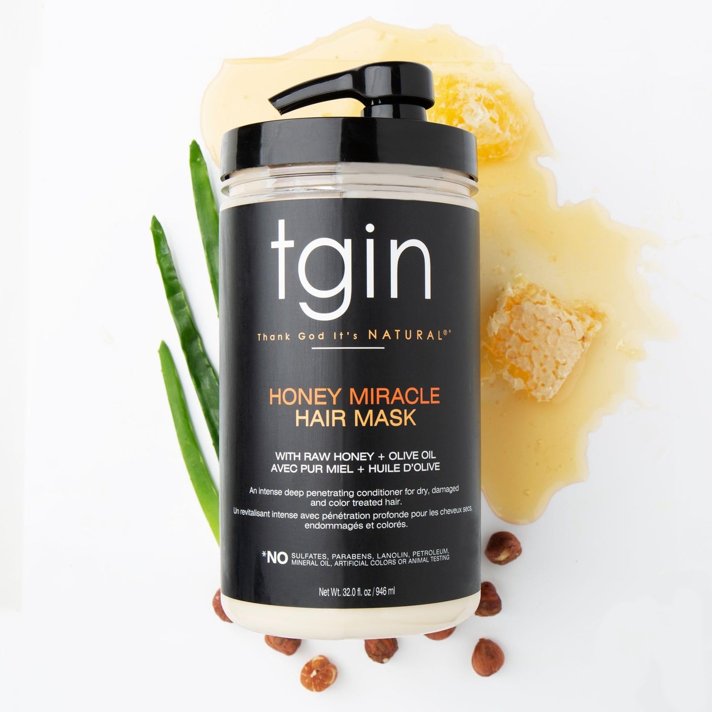 tgin Honey Miracle Hair Mask, 12 oz - Deep Conditioner for Natural, Dry, Curly Hair - Type 3c and 4c - Pack of 2