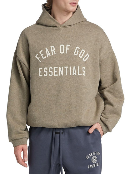 Fear of God Essentials, Logo Fleece Hoodie, Medium, Heather Gray