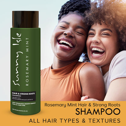 Sunny Isle Rosemary Mint Hair & Strong Roots Shampoo 12oz | Anti-Breakage & Growth Formula | Infused with Biotin & Jamaican Black Castor Oil | All Hair Types