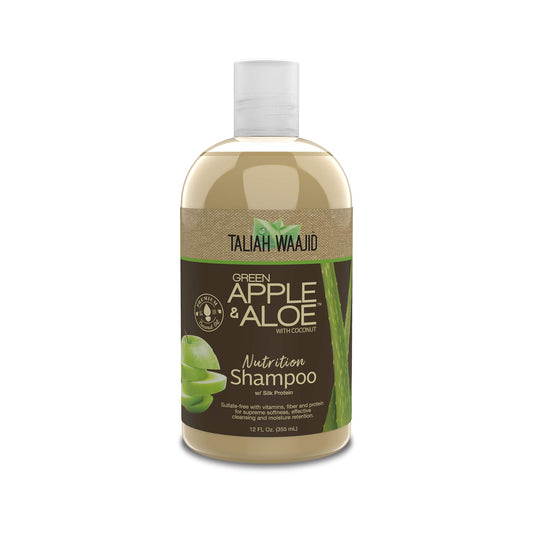 Taliah Waajid Green Apple & Aloe Nutrition Shampoo with Coconut | Curl Moisturizer Vitamins, Fiber, and Protein Formula | Softer, Smoother Hair Cleansing for Thick Curly Hair -12oz (T112)