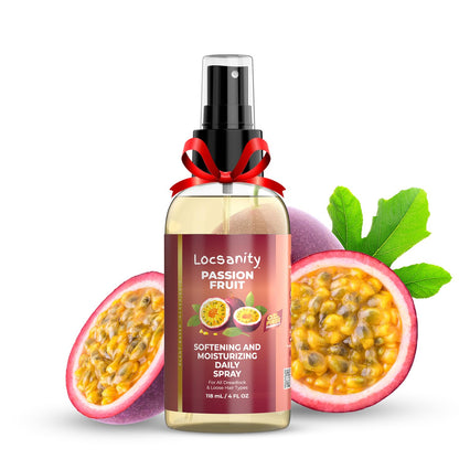 Locsanity Daily Moisturizing Spray for Dull, Dry Locs – Trial Size Passion Fruit Hair and Scalp Moisturizer for Dreadlocks, Sisterlocks, Microlocks, Braids to Control Oil and Frizz (4 fl oz)