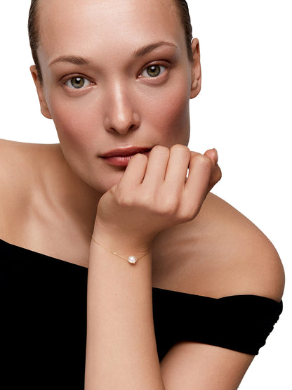 Scattered Diamond Bezel Baroque Pearl Bracelet, OS