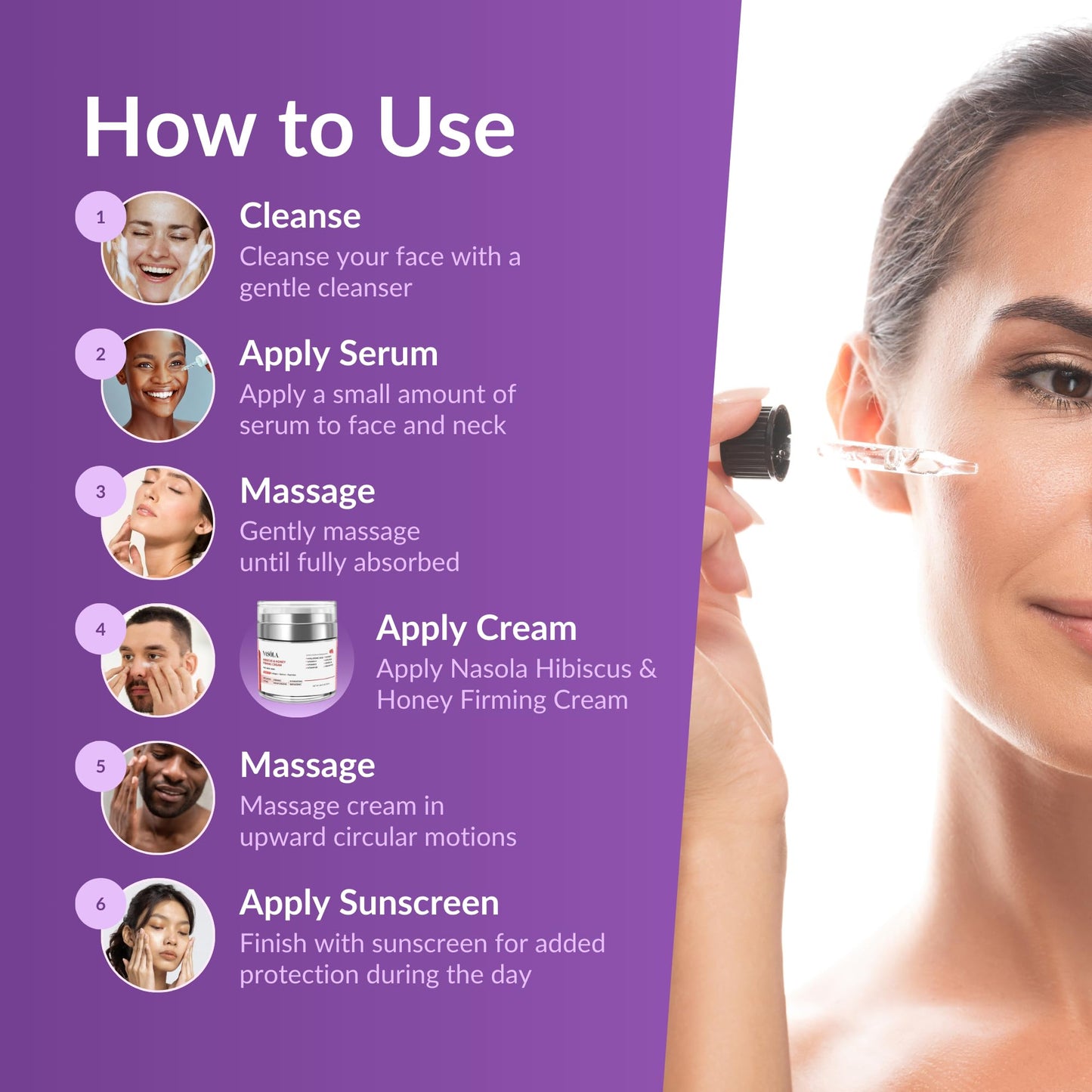 Nasola Pure Firming Retinol Serum with Hydrating Hyaluronic Acid & Gotu Kola for Wrinkles and Dark Spots, Renew and Reset Nighttime Facial Serum for a smoother, more radiant complexion, 2.02 Fl Oz