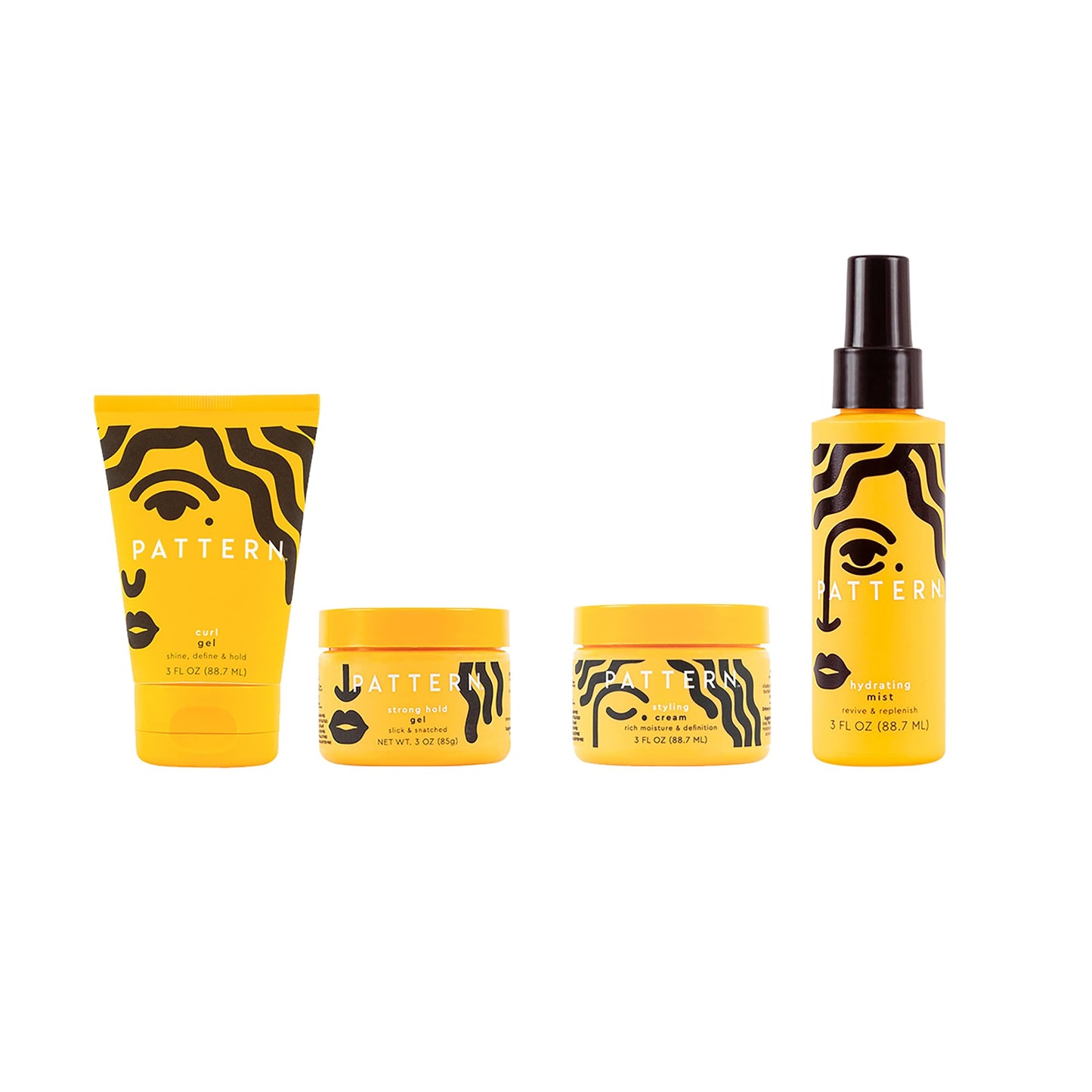 PATTERN Beauty Mini Stylers Kit for Curly, Coily & Tight Textured Hair - Includes Hydrating Mist, Curl Gel, Styling Cream & Strong Hold Gel