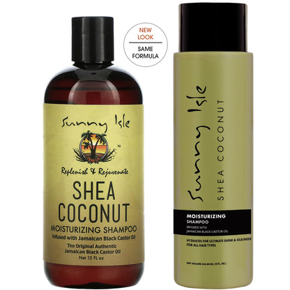 Sunny Isle Shea Coconut Moisturizing Shampoo 12oz | Infused with Jamaican Black Castor Oil | Curly Hair Shampoo | Hydrating for Dry Curls, Waves, Coils | Silicone, Paraben & Sulfate-FREE