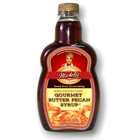 Michele’s Gourmet Butter Pecan Syrup | 13 Ounce Bottle | Good Over Everything! | Foodie Gift, Ice Cream & Desert Topping, Recipe ingredient, Condiment | Great on Lamb, Pork, Beef, Ribs & Much More!