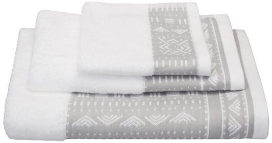 Eclipse Home OBI-Cool Gray Bathroom Towel Set - Pure Cotton Bath Towels - Soft, Fluffy Super Absorbent Cloths for Shower, Beach, Kitchen - African Mud Cloth Patterned - Set of 3 Bathroom Towels