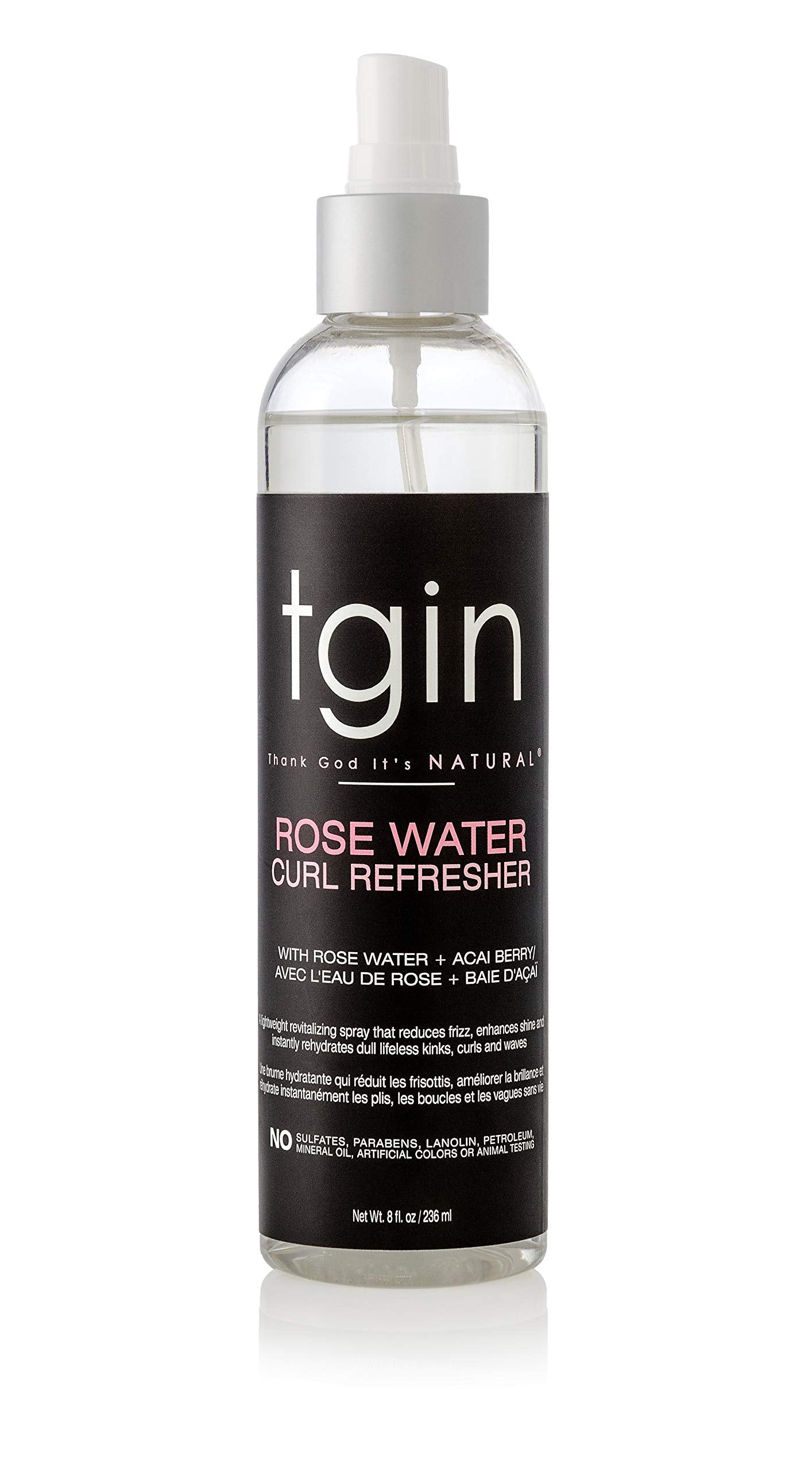 tgin Rose Water Curl Refresher for Curls - Natural Hair - Braids - Loc Spray - Protective Styles - 8 Oz