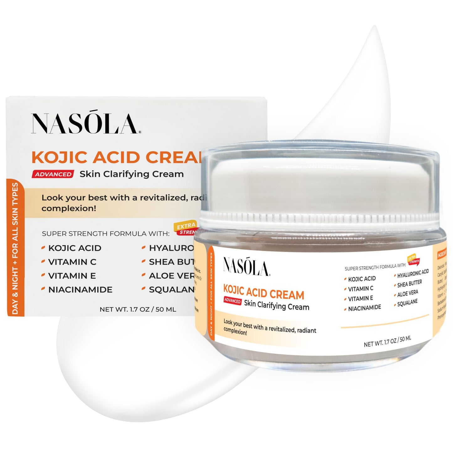 Nasola Kojic Acid Cream for Skin Clarifying, Complexion Revitalization, Radiance Boosting, Face & Body, Women & Men, Underarm & Armpit
