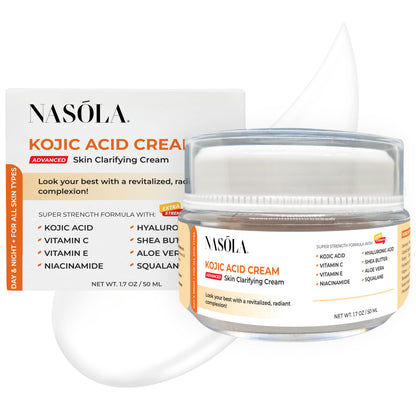 Nasola Kojic Acid Cream for Skin Clarifying, Complexion Revitalization, Radiance Boosting, Face & Body, Women & Men, Underarm & Armpit