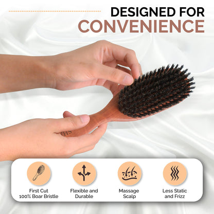 Classic German Boar Bristle Hair Brush Since 1869 - Conditions Hair, Improves Texture, Exfoliates Scalp