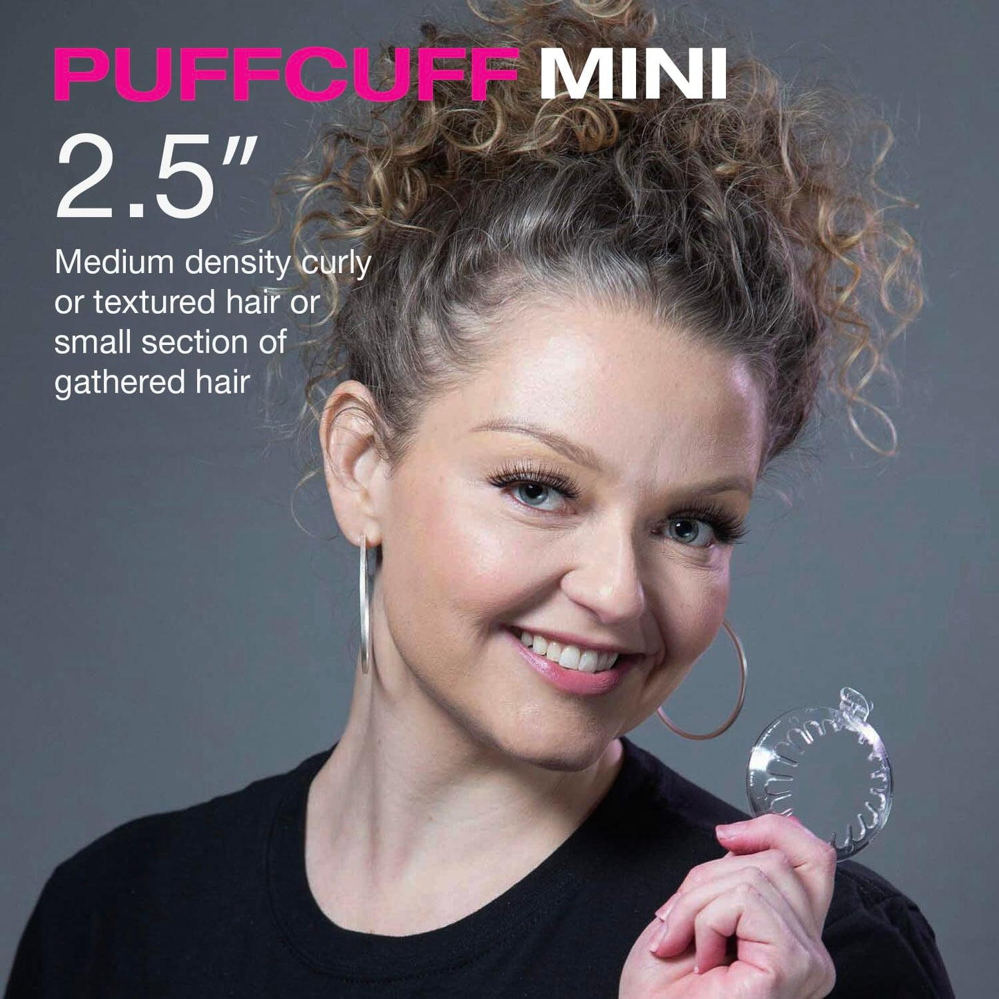 PuffCuff | Mini 2.5" Hair Clamps | For All Natural Thick, Curly, Kinky, Textured, Locs, or Braided Hair | Painless, Damage-Free Styling Tool | Black | 3 Pieces