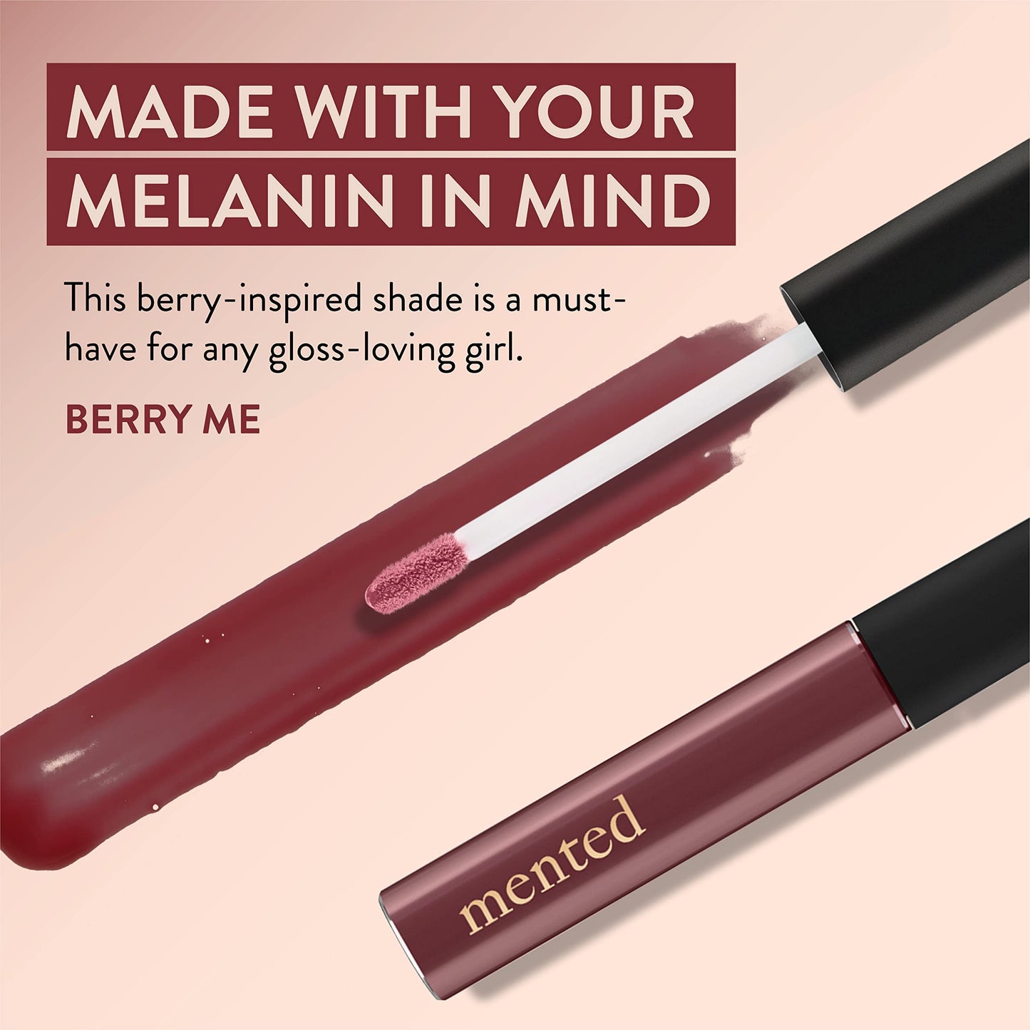 Mented Cosmetics | Berry Pink Lip Gloss Shade, Berry Me | Vegan, Paraben-Free, Cruelty-Free Gloss Topper | Long Lasting and Moisturizing Lipgloss