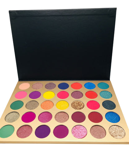 2Chique Boutique Eyeshadow Makeup Palette 35 Matte and Shimmer Colors Long Lasting and High Pigment (Style 42 Black)