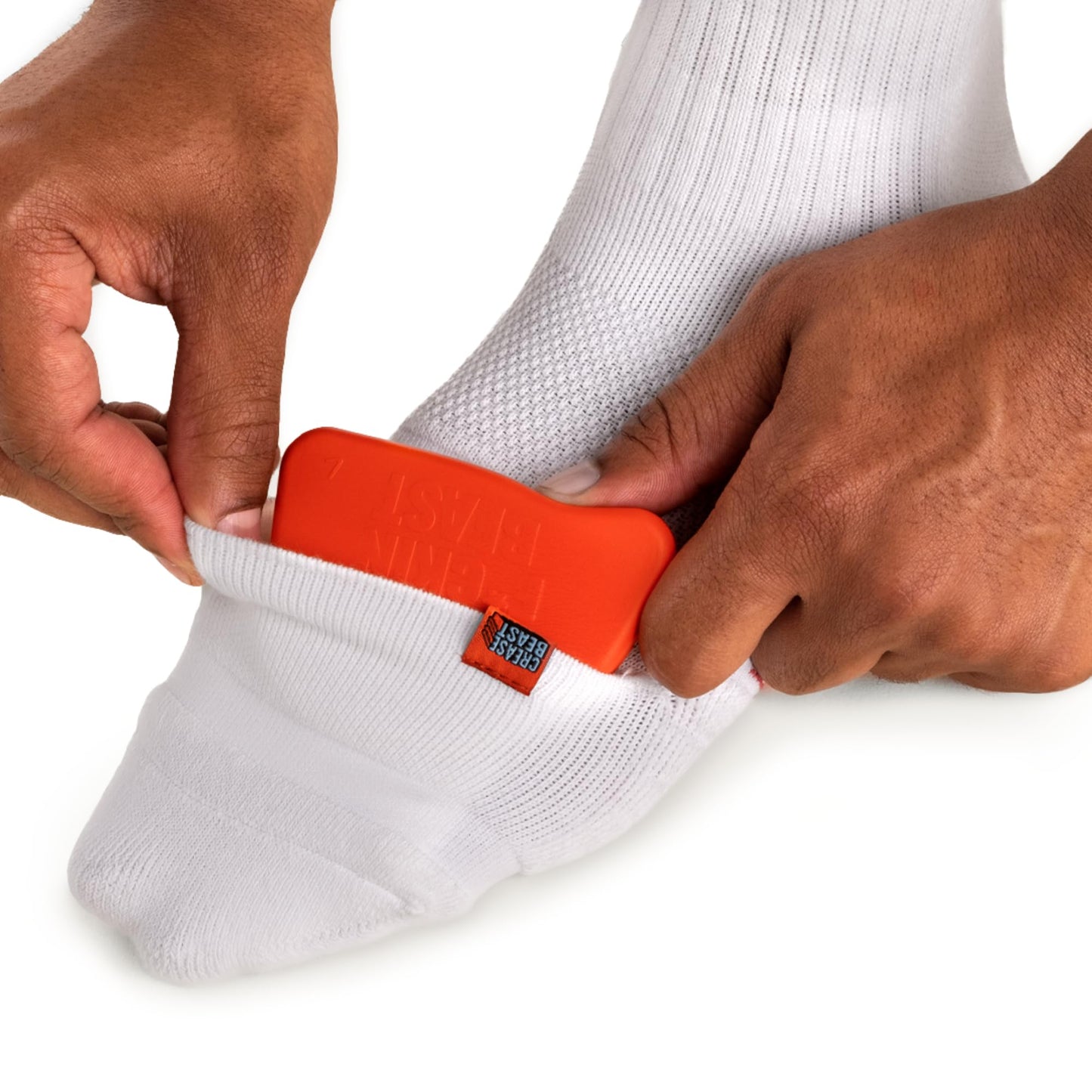 Crease Beast The Slim + White Pocket Socks Bundle – Memory Foam Crease Protector, Stops Creases in Most Shoes, Comfortable, Cushioned Heel