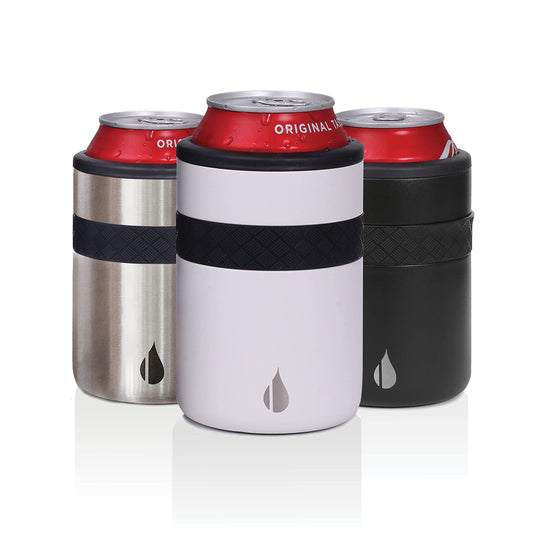 Elemental Insulated Can Cooler, Triple Wall Stainless Steel Can Cooler Insulator - Drink Cooler Cup for 12oz Regular Beer, Soda, Sparkling Water - White
