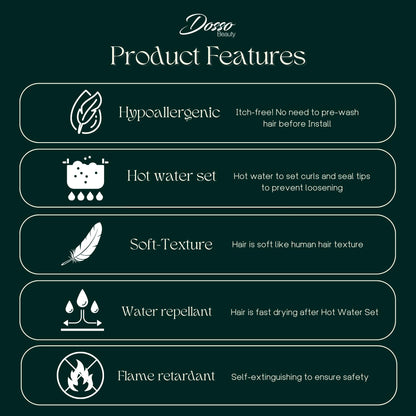 Dosso Beauty Single Pack Hypoallergenic Pre-Stretched Braiding Hair (32", 1B), Itch-Free, Fast Drying, Light-weight, Hot Water Set, Soft Texture