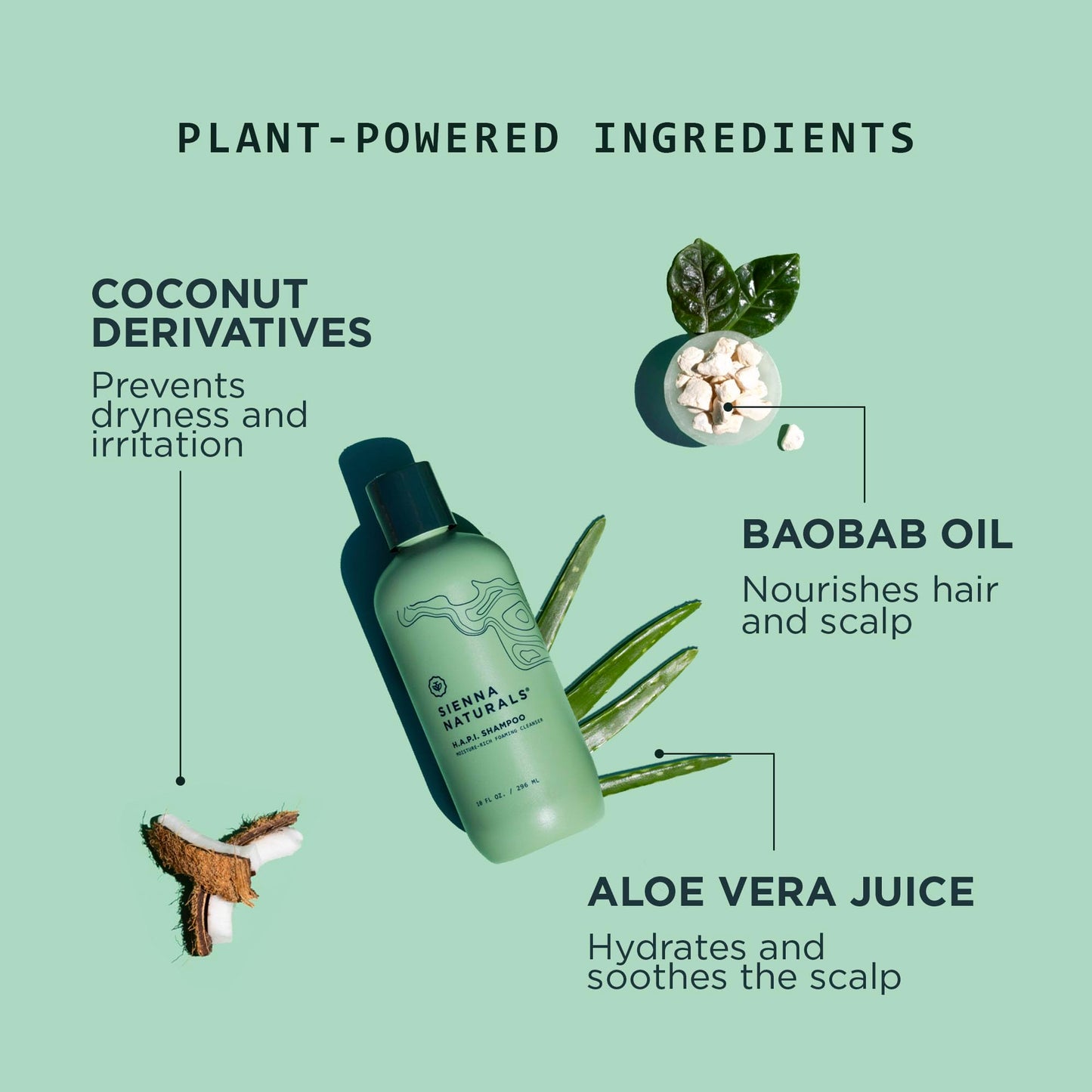 Sienna Naturals - H.A.P.I. Shampoo – Anti Frizz - Sulfate-Free, Scalp-Nourishing & Hydrating Cleanser – Gently Removes Buildup Without Stripping – pH-Balanced, Vegan & Clean Formula - 11oz