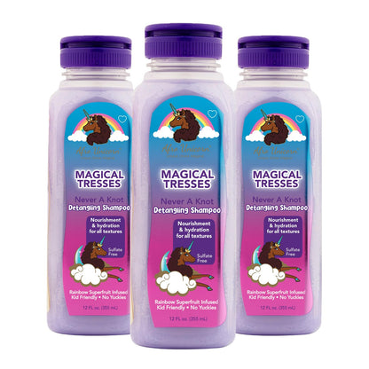 MAGICAL TRESSES Afro Unicorn Wavy, Coily, and Curly Hair Shampoo - Defining, Taming, Softening, and Moisturizing Hair Care - Moisturizing Shampoo With Raspberry Extract - 3 Pack