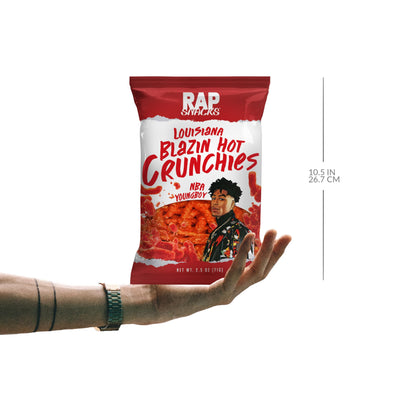 Rap Snacks YoungBoy Never Broke Again Louisiana Blazin Hot Crunchies 3.5 Oz Bags - Pack of 6