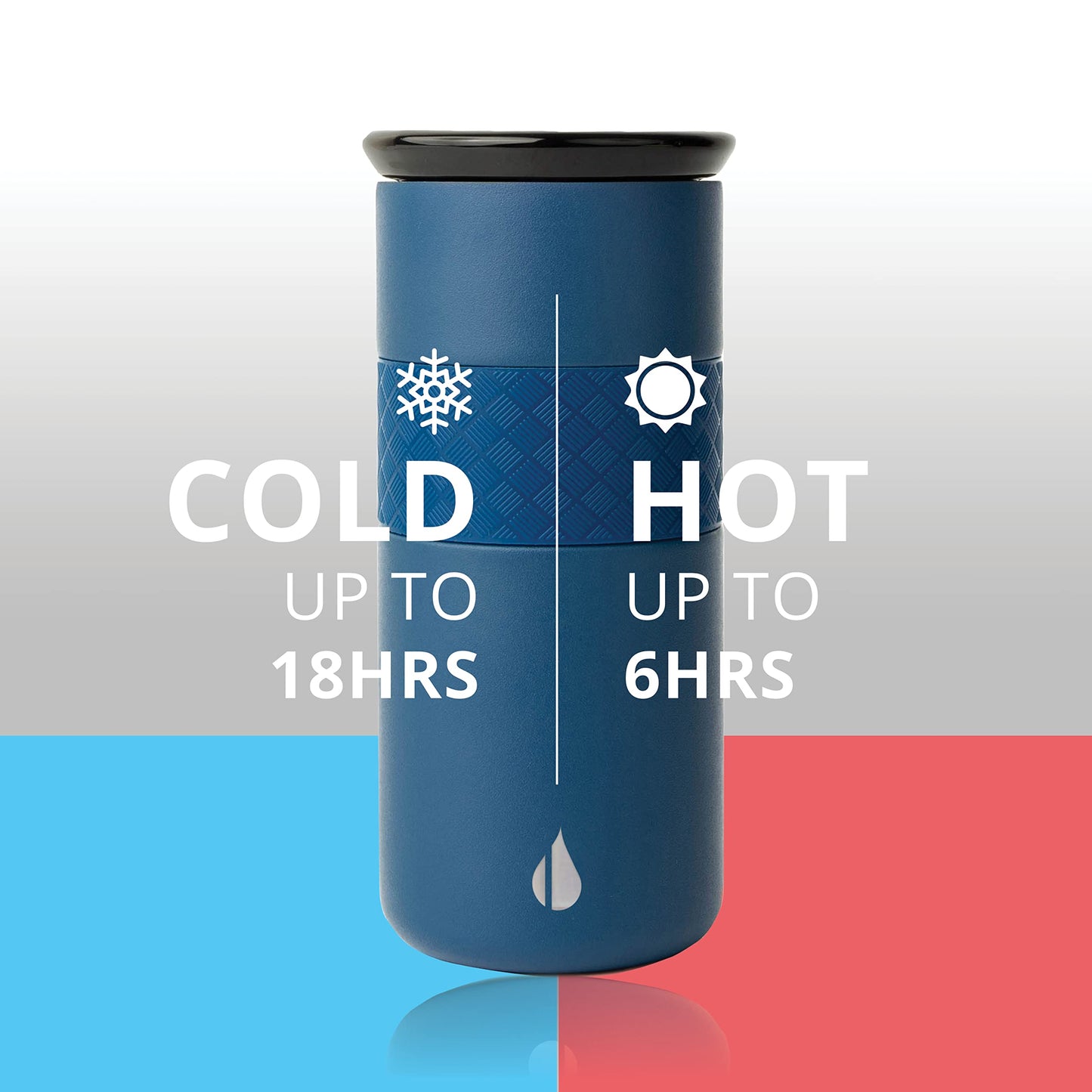 Elemental Artisan Insulated Tumbler, Triple Wall Coffee Travel Mug, Reusable Stainless Steel Coffee Tumbler with Ceramic Lid, Thermal Coffee Cups for Hot (6 Hrs) & Cold (18 Hrs), 16oz - Navy Blue