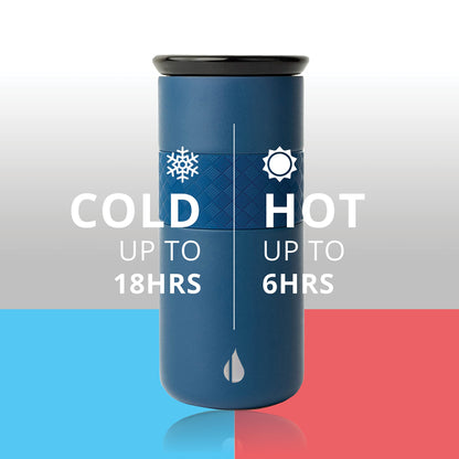 Elemental Artisan Insulated Tumbler, Triple Wall Coffee Travel Mug, Reusable Stainless Steel Coffee Tumbler with Ceramic Lid, Thermal Coffee Cups for Hot (6 Hrs) & Cold (18 Hrs), 16oz - Navy Blue