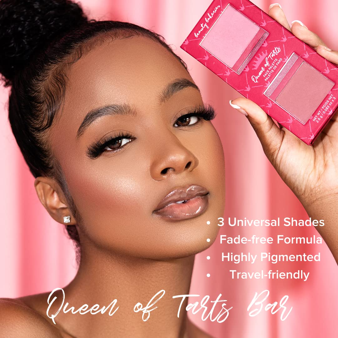 Beauty Bakerie Queen of Tarts Bar Mini Makeup Palette, Three Universal Shades of Blushes Makeup, Travel Size