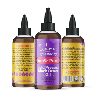 Locsanity Wini 100% Pure Oil 4 Pack, Jojoba, Argan, Coconut, Black Castor, 4 Fl Oz Each