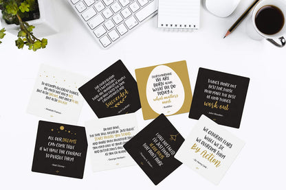 Dessie Motivational Cards - 63 Unique Encouragement Cards Deck with Inspirational Quotes. Bonus Inspirational Notebook with Pen