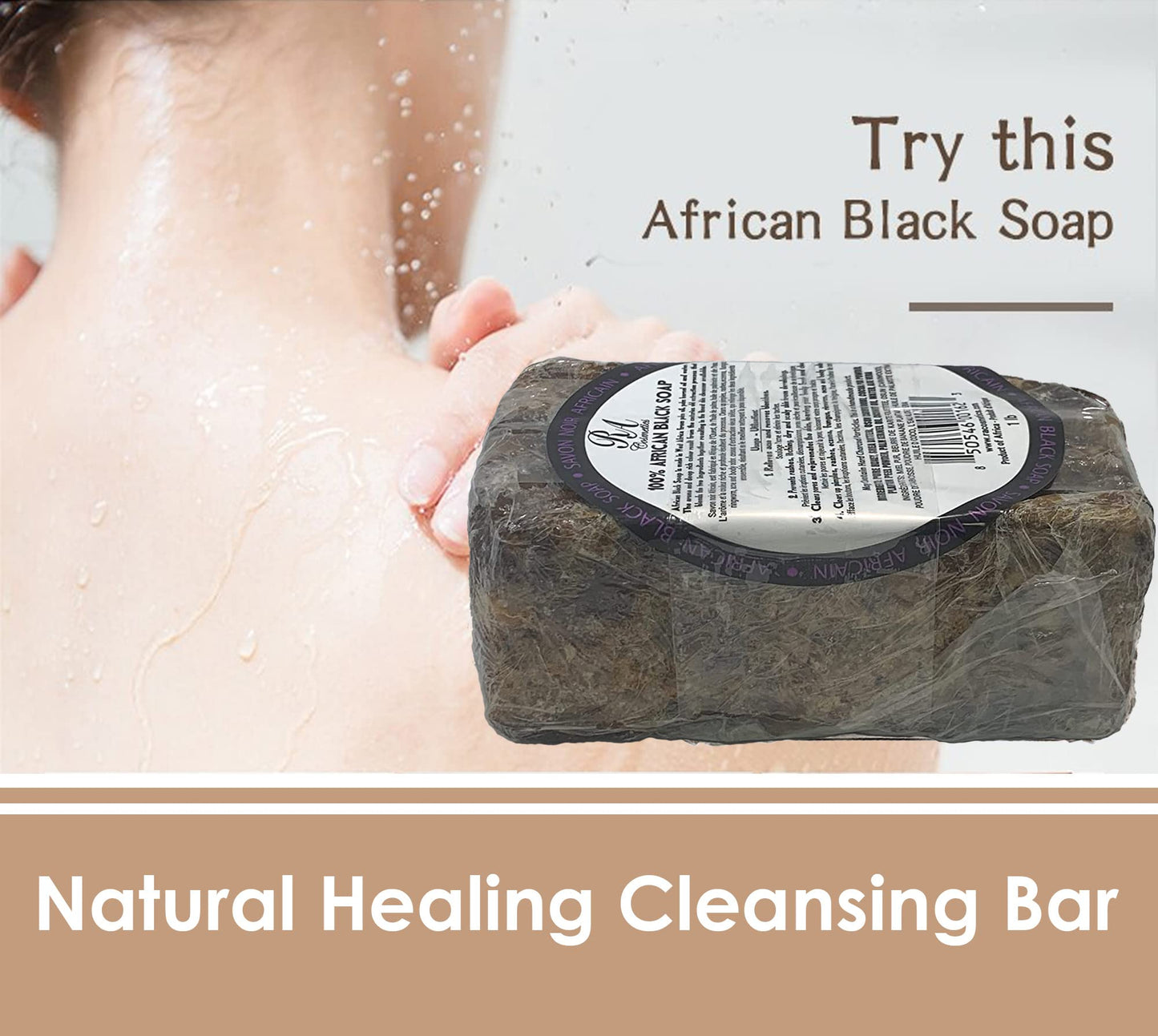RA COSMETICS 100% Natural African Black Soap Bar 1lb