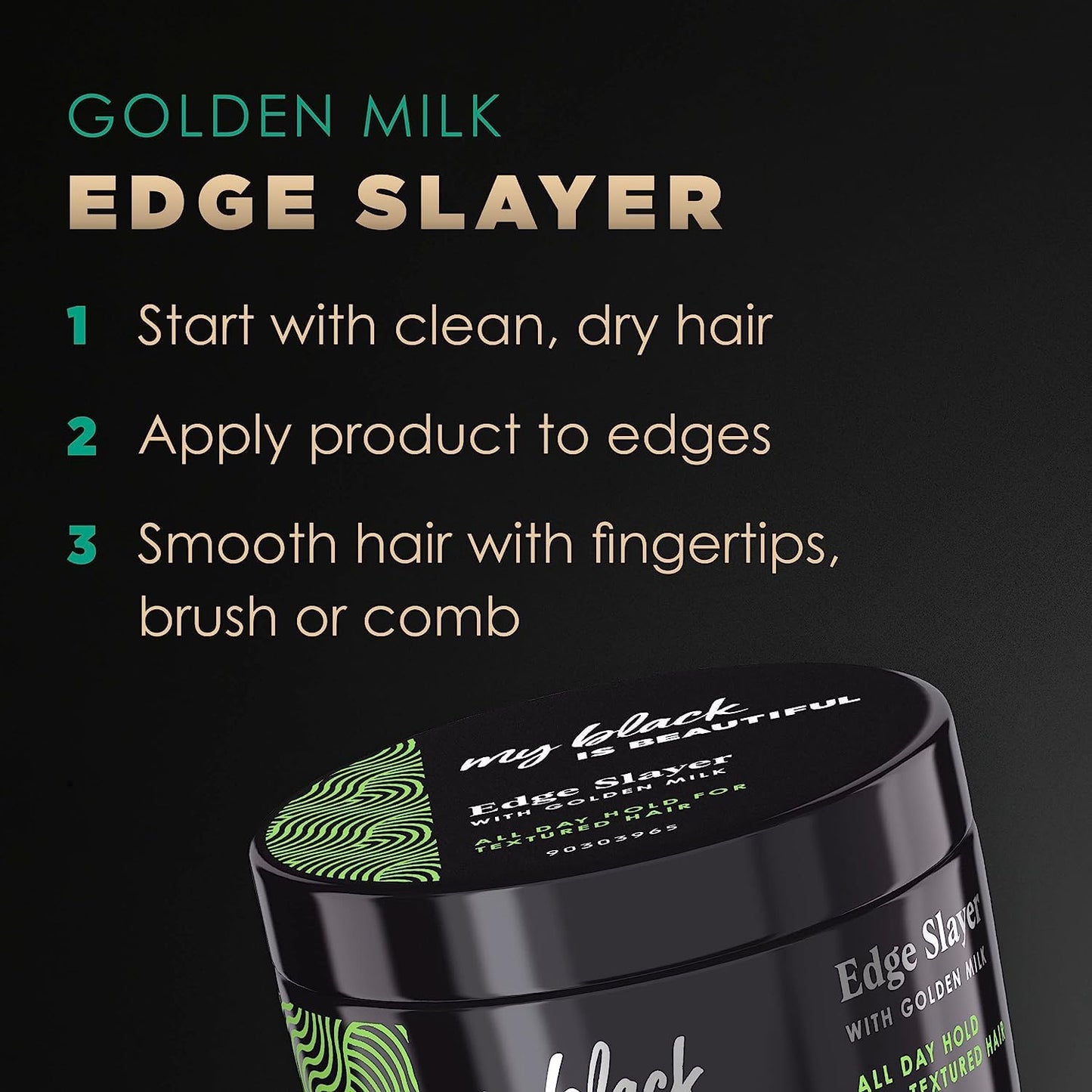 MY BLACK IS BEAUTIFUL Golden Milk Edge Slayer, 2.6 Fl Oz — Flake-Free Edge Control for Curly and Coily Hair — Formulated with Coconut Oil, Honey, and Turmeric