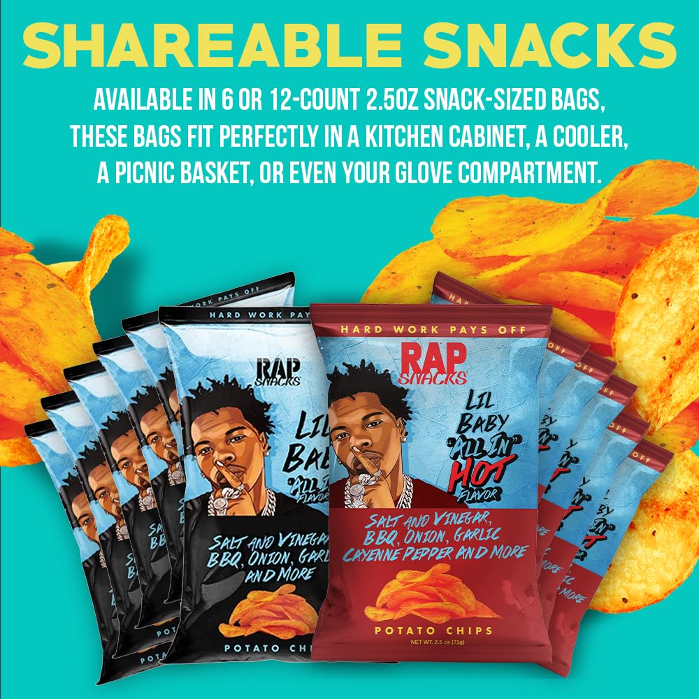 Rap Snacks Lil Baby All in Hot Potato Chips 2.5 Oz Bags - Pack of 12