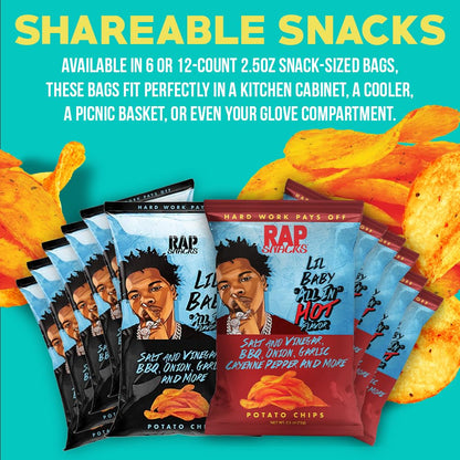 Rap Snacks Lil Baby Bar-B-Quin' With My Honey Heat Potato Chips 2.5 Oz Bags - Pack of 12
