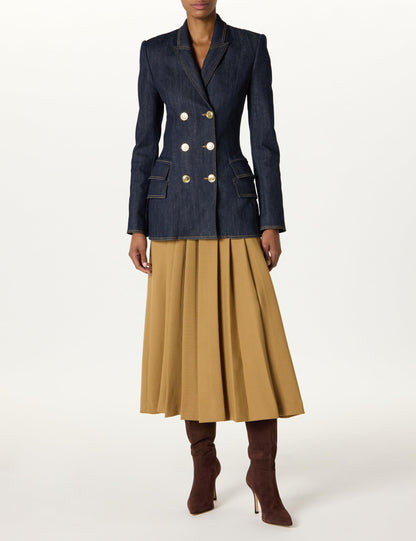 Sergio Hudson, Fitted Double Breast Jacket, 2, Dark Wash Denim