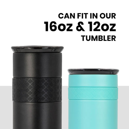 Original Ceramic Tumbler Lid, Replacement Ceramic Tumbler Lid, Spill Proof and Straw Friendly Backup Lid, Fits 12oz and 16oz Artisan Tumblers, Glossy Black, Single Lid - Elemental