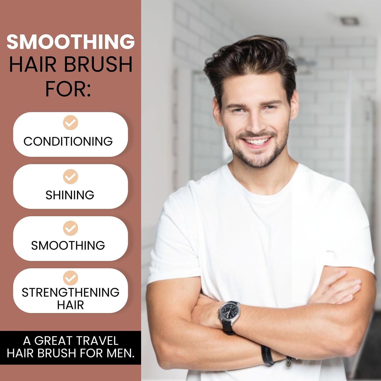 SHASH Since 1869: Handmade in Germany - The Go-To 100% Boar Bristle Hair Brush for Thin to Normal Hair | Naturally Conditions, Improves Texture, Exfoliates, and Stimulates the Scalp