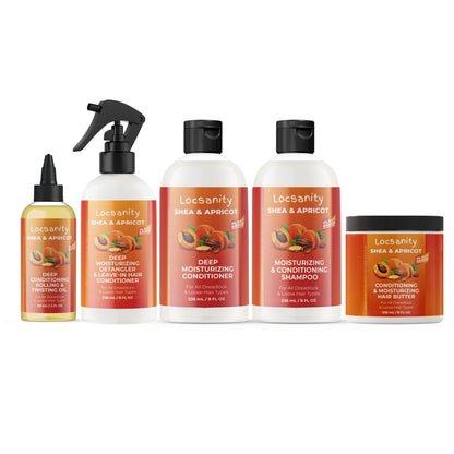 Locsanity Shea & Apricot Loose, Natural, Conditioning and Moisturizing Loose Natural Hair Care Bundle - Strength & Growth Formula