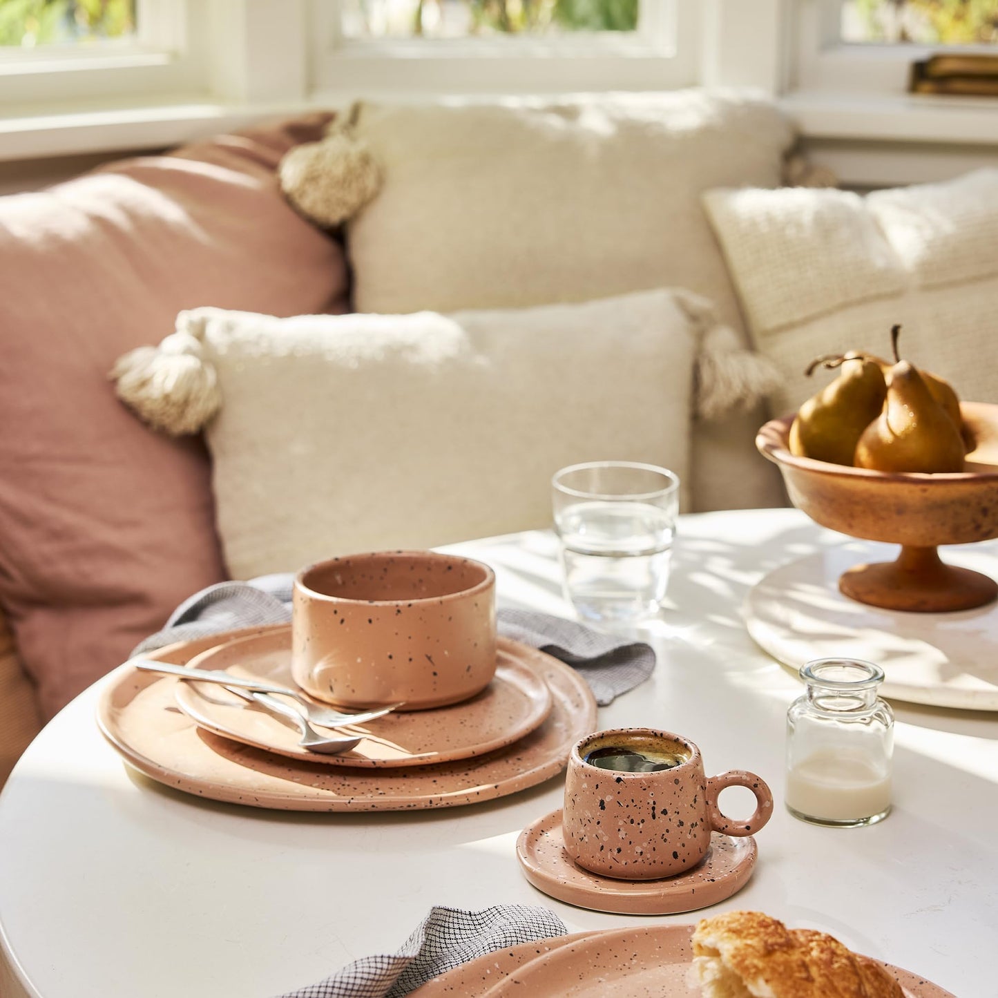 SWEET JULY Edgewater Collection Soup Bowl - Durable, Hand-Thrown Ceramic, 4-Inch Soup Bowl for Soups, Sauces, & Sides - Avail. in White, Black, Gray, and Chai (Chai Speckled)