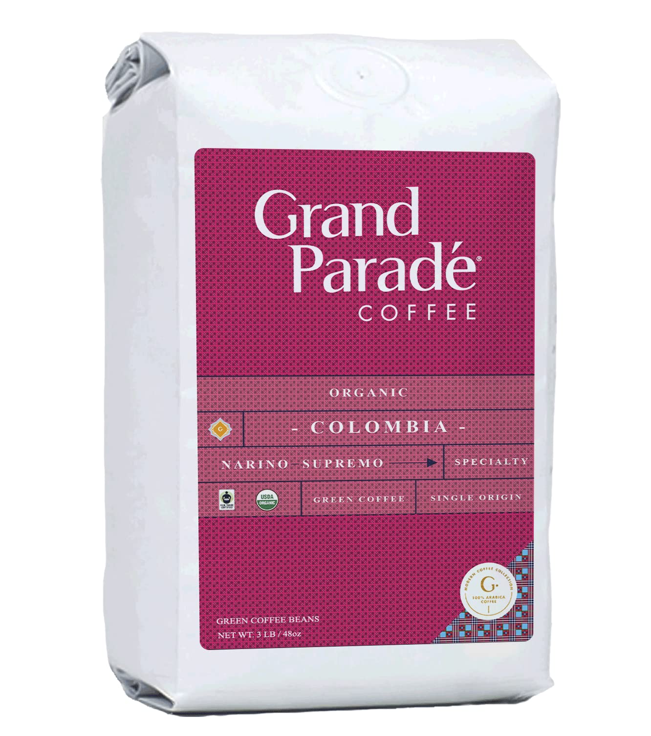 Grand Parade Coffee, 3 Lbs Organic Colombian Narino Unroasted Green Coffee Beans, Low Acid Specialty Arabica, Women Produced Single Origin - Fair Trade