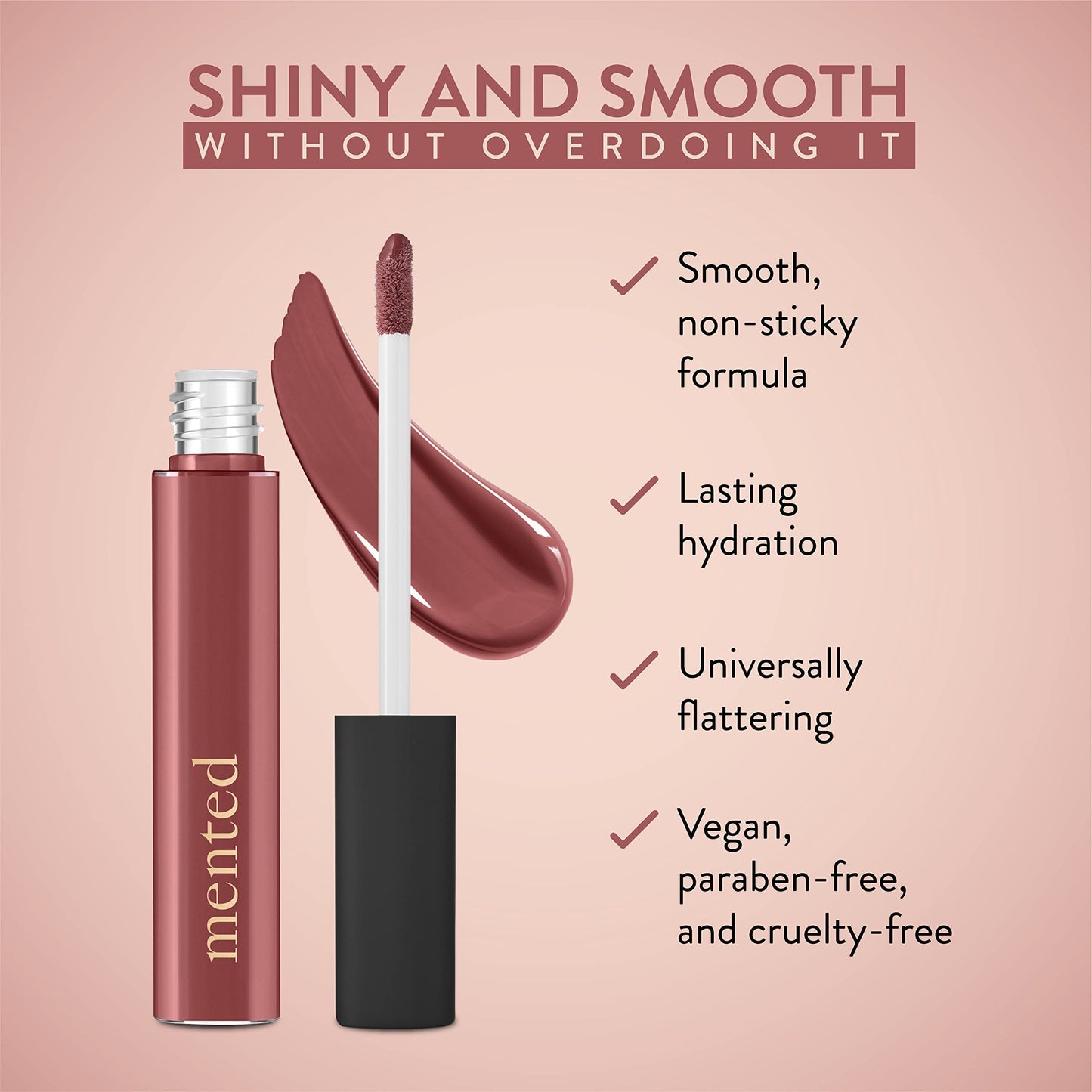 Mented Cosmetics | Nude Dark Pink Lip Gloss, Mauve Over | Vegan, Paraben-Free, Cruelty-Free Gloss Topper | Long Lasting and Moisturizing Lipgloss