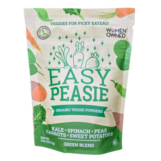 Easy Peasie Organic Veggie Powder Blends for Kids and Picky Eaters | Kids Greens Powder/Vegetable Powders including protein from green peas, spinach, and kale (Green 5oz Pouch)