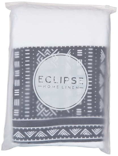 Eclipse Home OBI-Black Excellence Bathroom Towel Set - Pure Cotton Bath Towels - Soft, Fluffy Super Absorbent Cloths for Shower, Kitchen - African Mud Cloth Patterned - Set of 3 Luxury Towels