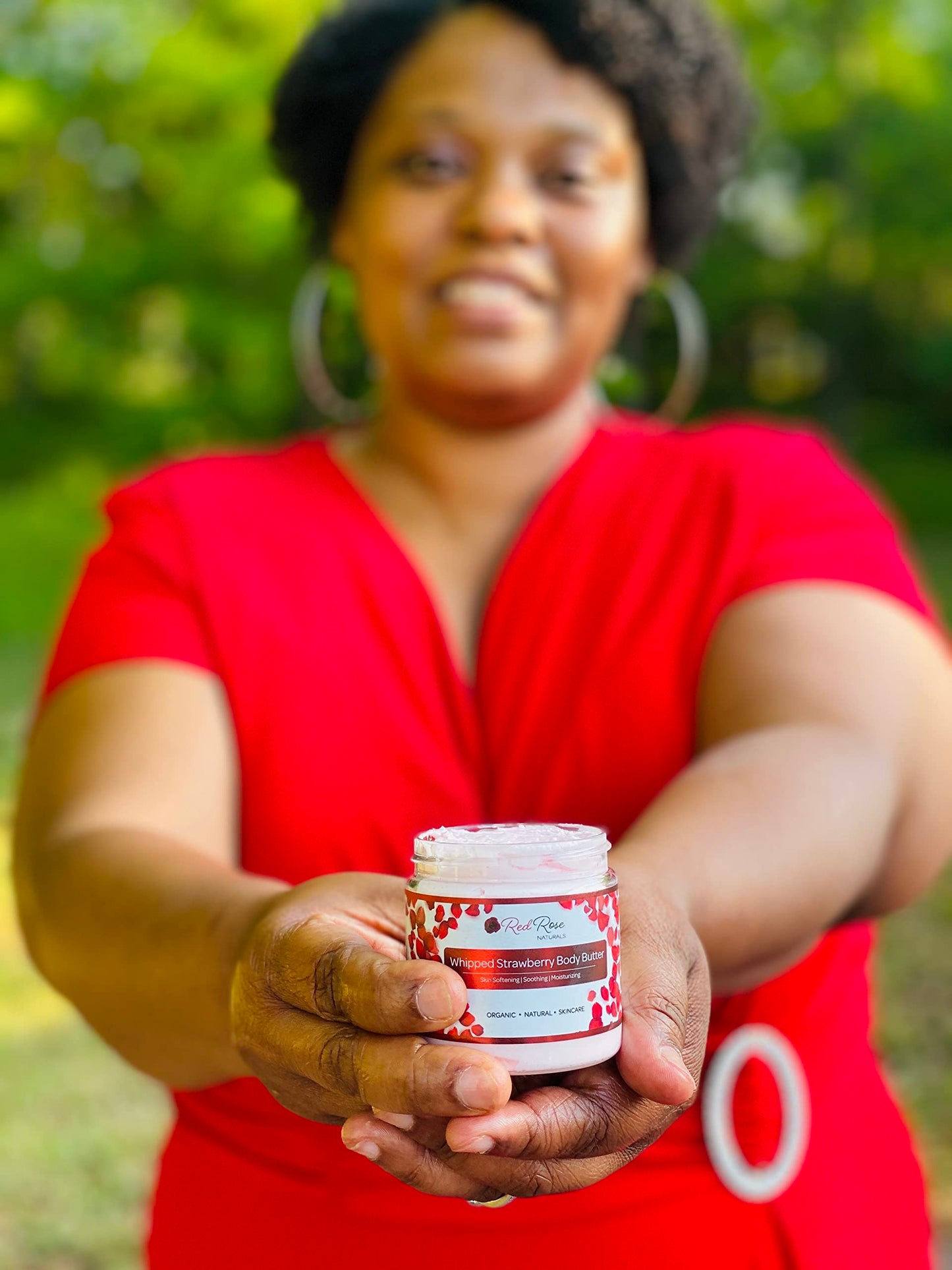 Red Rose Naturals Whipped Strawberry Body Butter for Sensitive, Dry Skin, 8 Oz, Non-Greasy, Soft & Creamy, Moisturizing Shea Butter- Natural Skincare for All Skin – Vegan