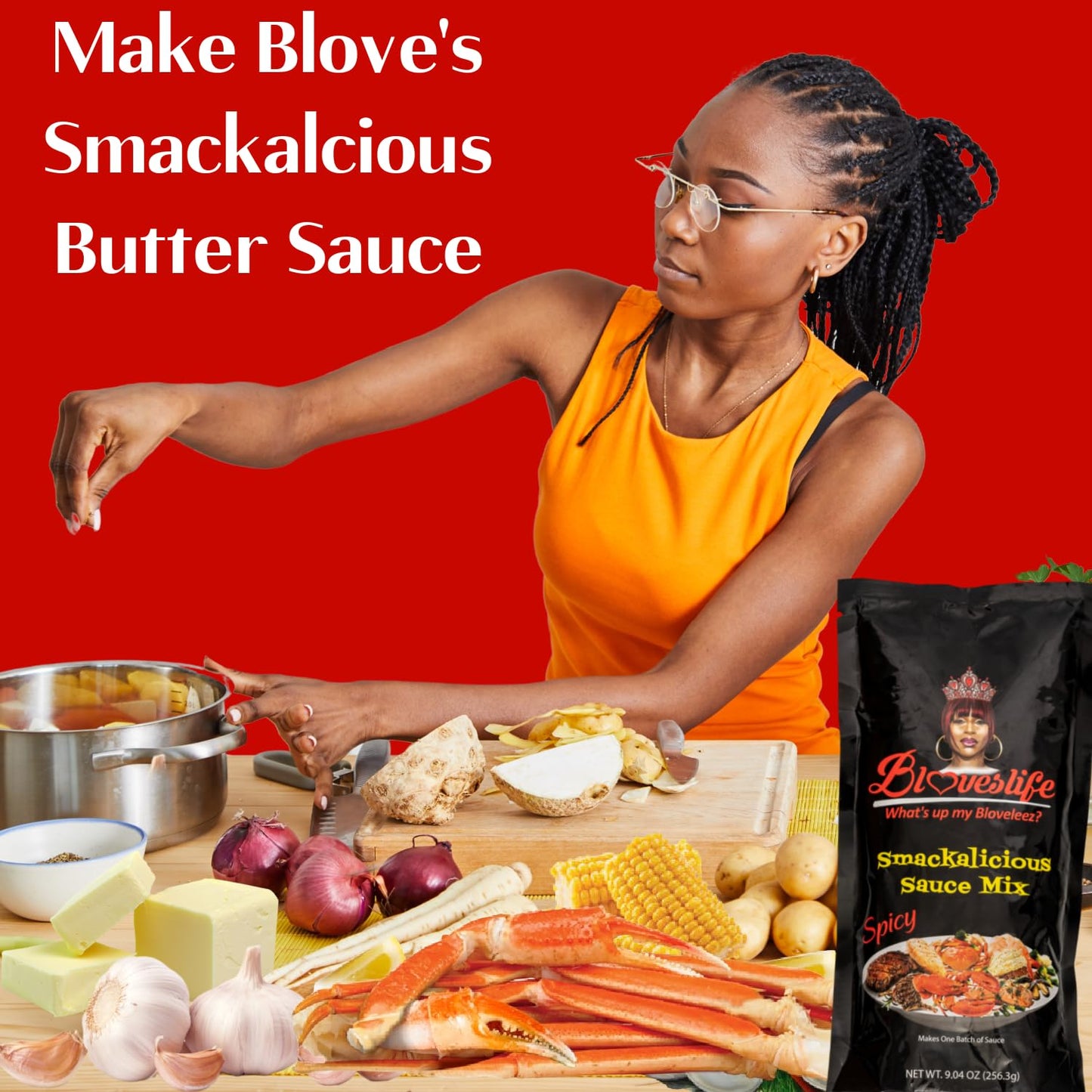 Blove's Smackalicious Sauce Seasoning Mix (Spicy), Spicy Seasoning Mix for Bloves Smacklicious Sauce W/Cajun, Mild & Garlic Butter Seasoning, All Purpose Seasoning - Vegan Friendly Sauce (9.04 Ounce)