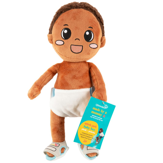 Upbounders Splash Park Baby | Black Brown Boy Doll, Cute Soft Plush Doll Toys, Brown Hair Eyes, Joyfully Diverse Multicultural, Ages 18MO 2 3, 12 inch