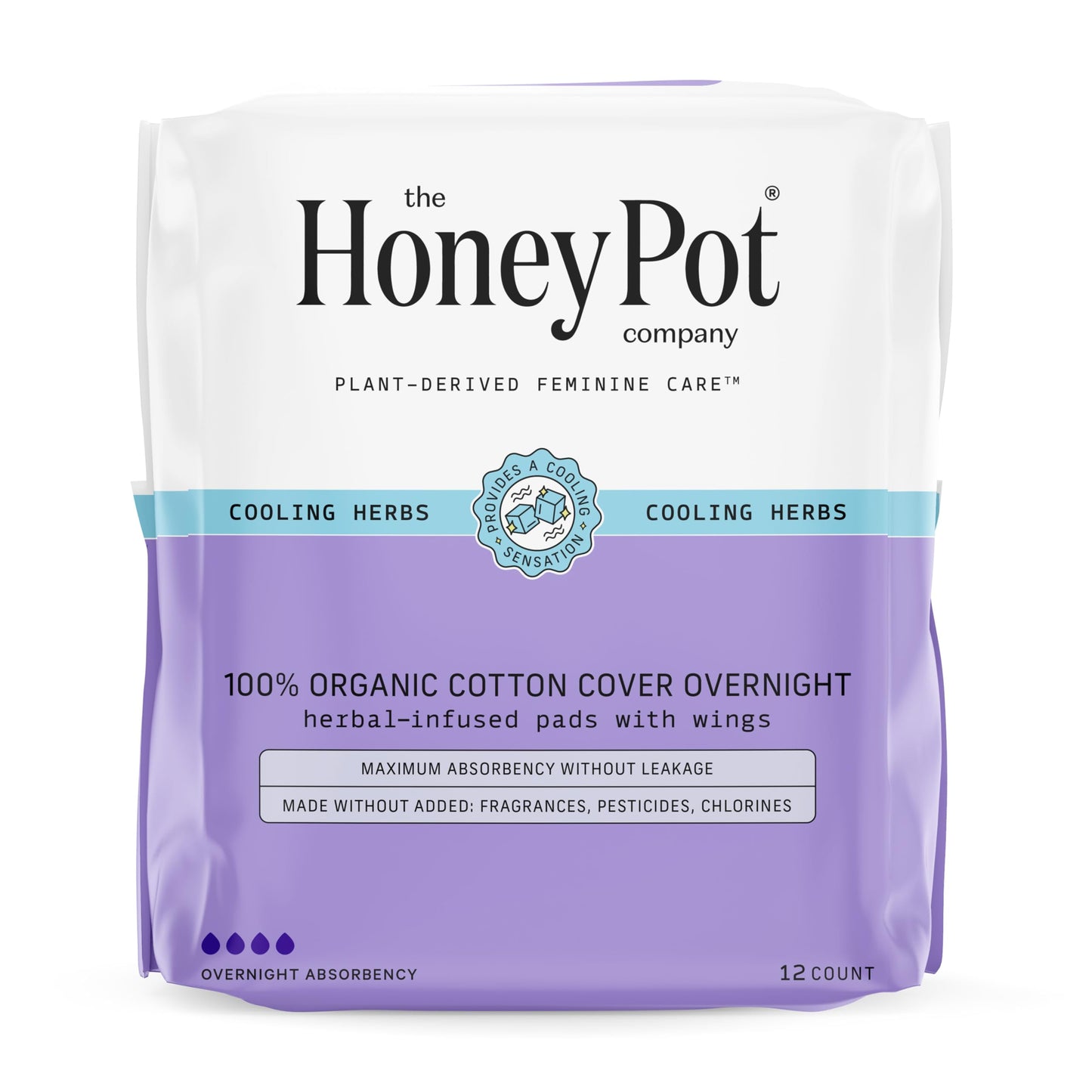The Honey Pot Company - Herbal Pads for Women - Overnight & Heavy Flow Overnight Bundle - Infused w/Essential Oils for Cooling Effect & Cotton Cover- Sanitary Pads - Feminine Care - FSA Eligible