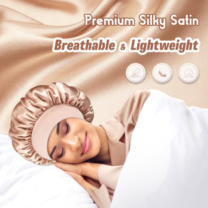 BONNET QUEEN Silk Bonnet for Sleeping Small Satin Bonnet Hair Bonnet Small Sleep Cap with Adjustable Tie Band Champagne